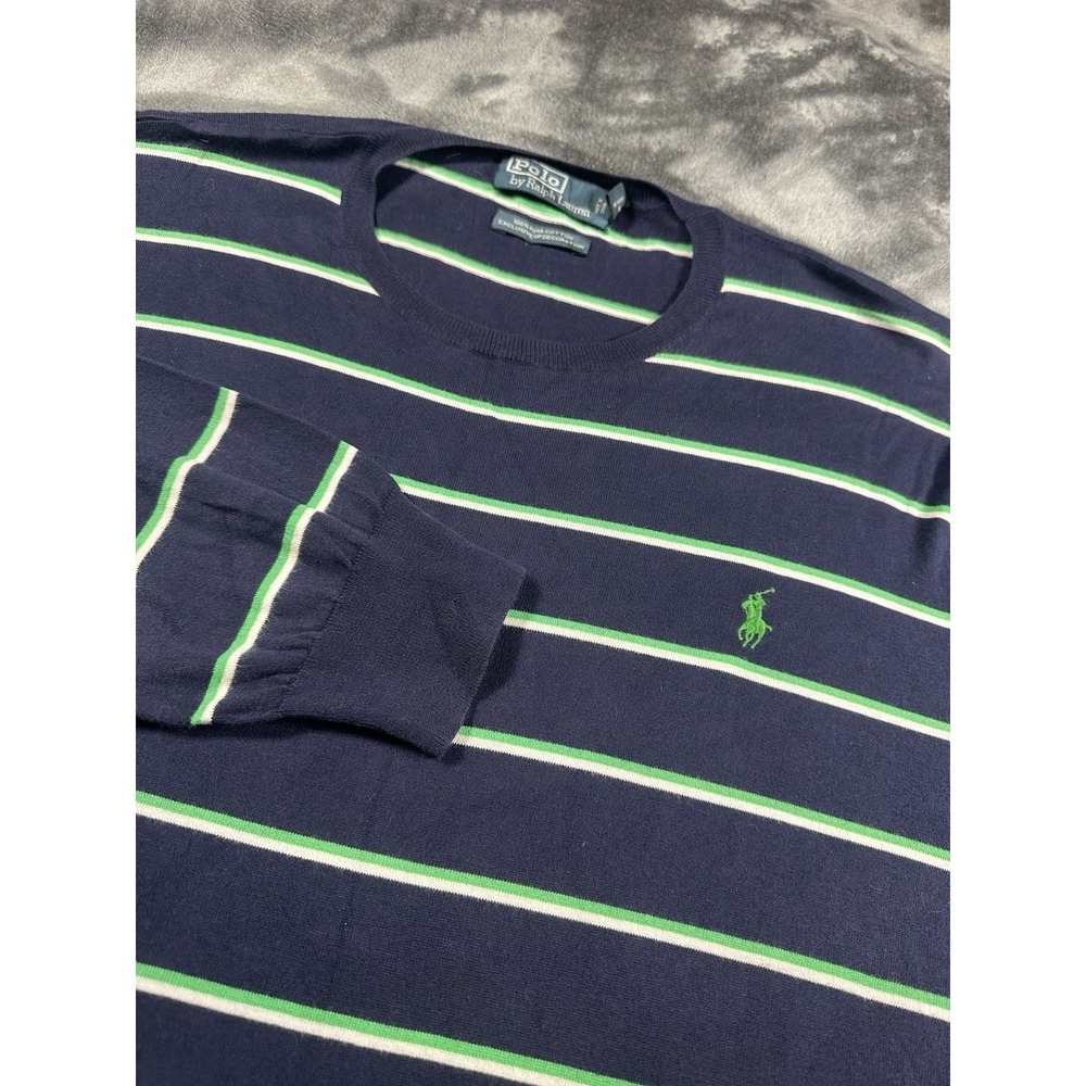Vintage Polo Ralph Lauren Supima Cotton Crewneck Sweater Men's XXL 2XL Striped‎